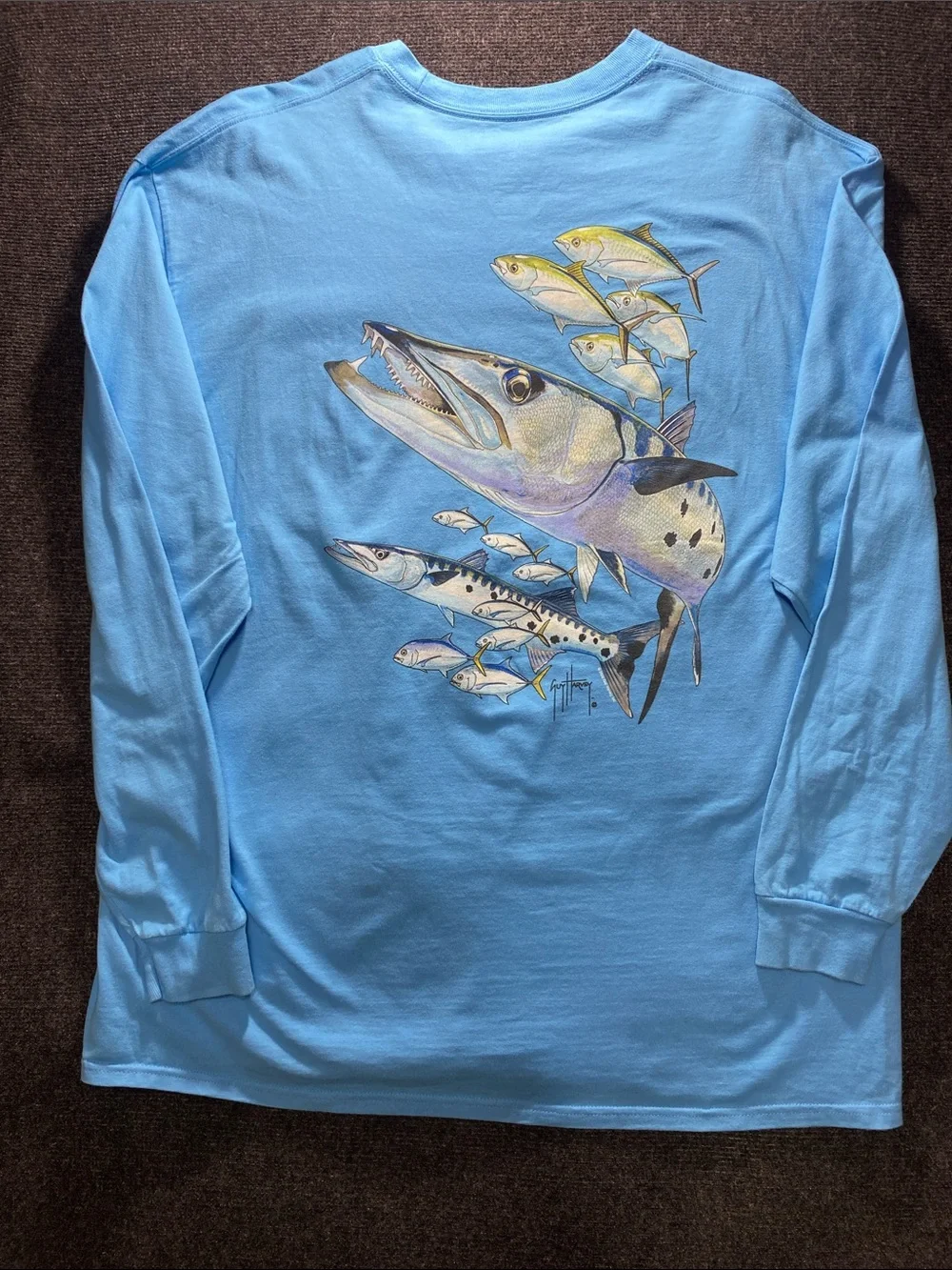 Guy Harvey Blue Fishing Graphic Tee 2X Men’s – Fish Illustration T-Shirt